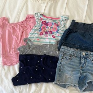Girls summer lot size 5 tank tops shorts bundle